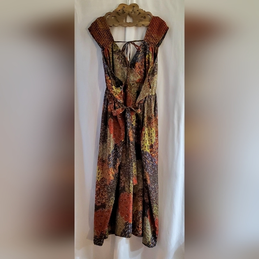 Erica Brooke Plus Size 36 Maxi Wrap Dress Tie Waist & Back V-Back Paisley Design - Picture 2 of 7